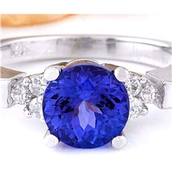 2.35 CTW Natural Tanzanite 18K Solid White Gold Diamond Ring
