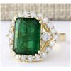 Image 2 : 6.40 CTW Natural Emerald And Diamond Ring In 14k Yellow Gold