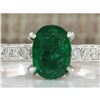 Image 1 : 2.11 CTW Natural Emerald And Diamond Ring In 18K White Gold