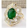 Image 2 : 6.00 CTW Natural Emerald And Diamond Ring In 14k Yellow Gold