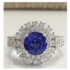 Image 1 : 4.03 CTW Natural Blue Tanzanite And Diamond Ring In 18K White Gold