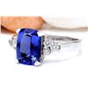 Image 2 : 3.49 CTW Natural Tanzanite 18K Solid White Gold Diamond Ring