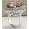 Image 3 : 27.54 CTW Natural Peach Morganite And Diamond Ring In 18K Solid White Gold