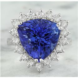 8.12 CTW Tanzanite 18K White Gold Diamond Rinf