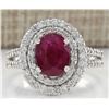 Image 1 : 3.44 CTW Natural Ruby And Diamond Ring 14K Solid White Gold