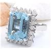 Image 2 : 12.99 CTW Natural Aquamarine 14K Solid White Gold Diamond Ring