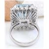 Image 3 : 12.99 CTW Natural Aquamarine 14K Solid White Gold Diamond Ring