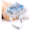 Image 4 : 12.99 CTW Natural Aquamarine 14K Solid White Gold Diamond Ring