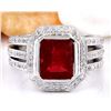Image 1 : 5.50 CTW Natural Rubelite 14K Solid White Gold Diamond Ring
