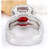 Image 3 : 5.50 CTW Natural Rubelite 14K Solid White Gold Diamond Ring