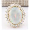 Image 1 : 7.26 CTW Natural Opal And Diamond Ring In 14k Yellow Gold