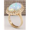 Image 3 : 9.18 CTW Natural Opal And Diamond Ring In 18K Yellow Gold