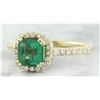 Image 2 : 1.45 CTW Emerald 14K Yellow Gold Diamond Ring