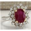Image 2 : 3.91 CTW Natural African Ruby And Diamond Ring 18K Solid White Gold