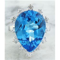 17.80 CTW Topaz 18K White Gold Diamond Ring