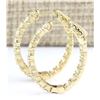 Image 2 : 3.20 CTW Natural Diamond Hoop Earrings 18K Solid Yellow Gold