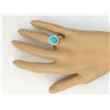 Image 4 : 2.67 CTW Natural Turquoise And Diamond Ring In 14k Yellow Gold