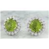 Image 2 : 3.65 CTW Peridot 18K White Gold Diamond Earrings