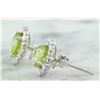 Image 3 : 3.65 CTW Peridot 18K White Gold Diamond Earrings
