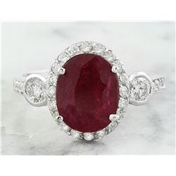 3.00 CTW Ruby 18K White Gold Diamond Ring
