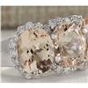Image 2 : 8.23 CTW Natural Peach Morganite And Diamond Ring In 14K Solid White Gold