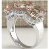 Image 3 : 8.23 CTW Natural Peach Morganite And Diamond Ring In 14K Solid White Gold