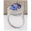 Image 3 : 10.11 CTW Natural Blue Tanzanite And Diamond Ring In 18K White Gold