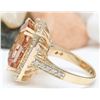 Image 3 : 12.52 CTW Natural Morganite 14K Solid Yellow Gold Diamond Ring