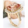 Image 5 : 12.52 CTW Natural Morganite 14K Solid Yellow Gold Diamond Ring