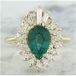2.60 CTW Emerald 14K Yellow Gold Diamond Ring