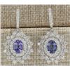 Image 1 : 5.50 CTW Natural Tanzanite And Diamond Earrings 18K Solid White Gold