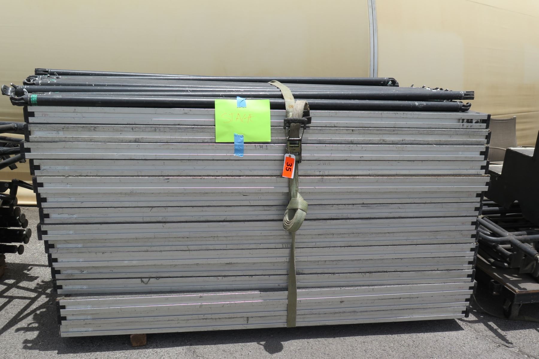 Pallet Risers Rails Qty 3 Pallets Stage Sections, Metal Pole Connectors & Rails, & Riser