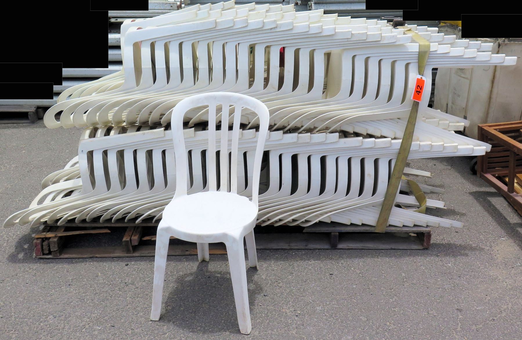 Qty 130 White Hard Plastic Stacking Chairs - Oahu Auctions