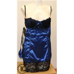 BLUE WITH BLACK LACE WOMENS ADULT SLEEPWEAR