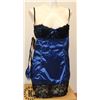 Image 1 : BLUE WITH BLACK LACE WOMENS ADULT SLEEPWEAR