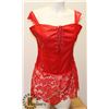 Image 1 : RED WITH RED LACE WOMENS ADULT SLEEPWEAR