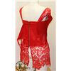 Image 2 : RED WITH RED LACE WOMENS ADULT SLEEPWEAR