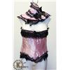 Image 1 : PINK WITH BLACK LACE CORSET SIZE XL
