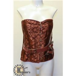 BROWN WITH STRAP FRONT CORSET