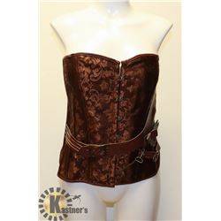 BROWN WITH STRAP FRONT CORSET