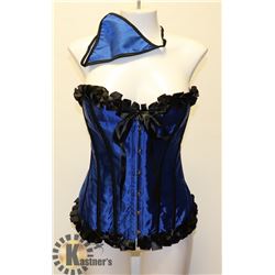 BLUE WITH BLACK TRIM CORSET