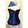Image 1 : BLUE WITH BLACK TRIM CORSET