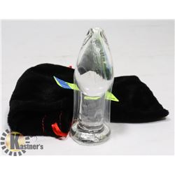 4" GLASS BUTT PLUG IN VELVET SLEEVE CASE