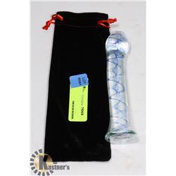 6.5" GLASS DILDO IN VELVET SLEEVE CASE.