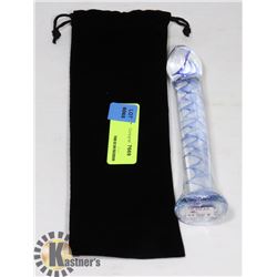 6.5" GLASS TEXTURED/ CURVED DILDO IN VELVET SLEEVE