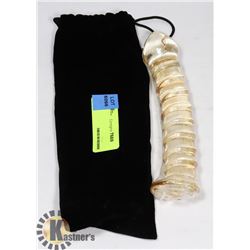 7" GLASS RIBBED/ CURVED DILDO IN VELVET SLEEVE
