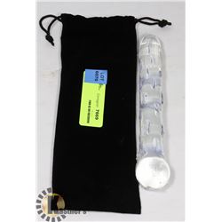 7.5" GLASS TEXTURED DILDO  IN VELVET SLEEVE CASE.