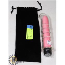 7" GLASS TEXTURED DILDO W/ CURVED TIP & VIBRATOR