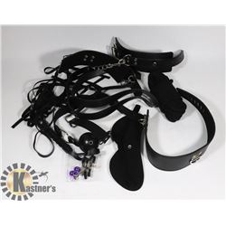 7PC  BLACK BONDAGE SET IN SHEER BLACK BAG