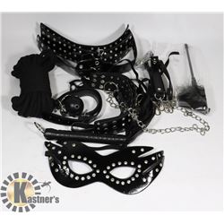10PC  BLACK BONDAGE SET IN SHEER BLACK BAG